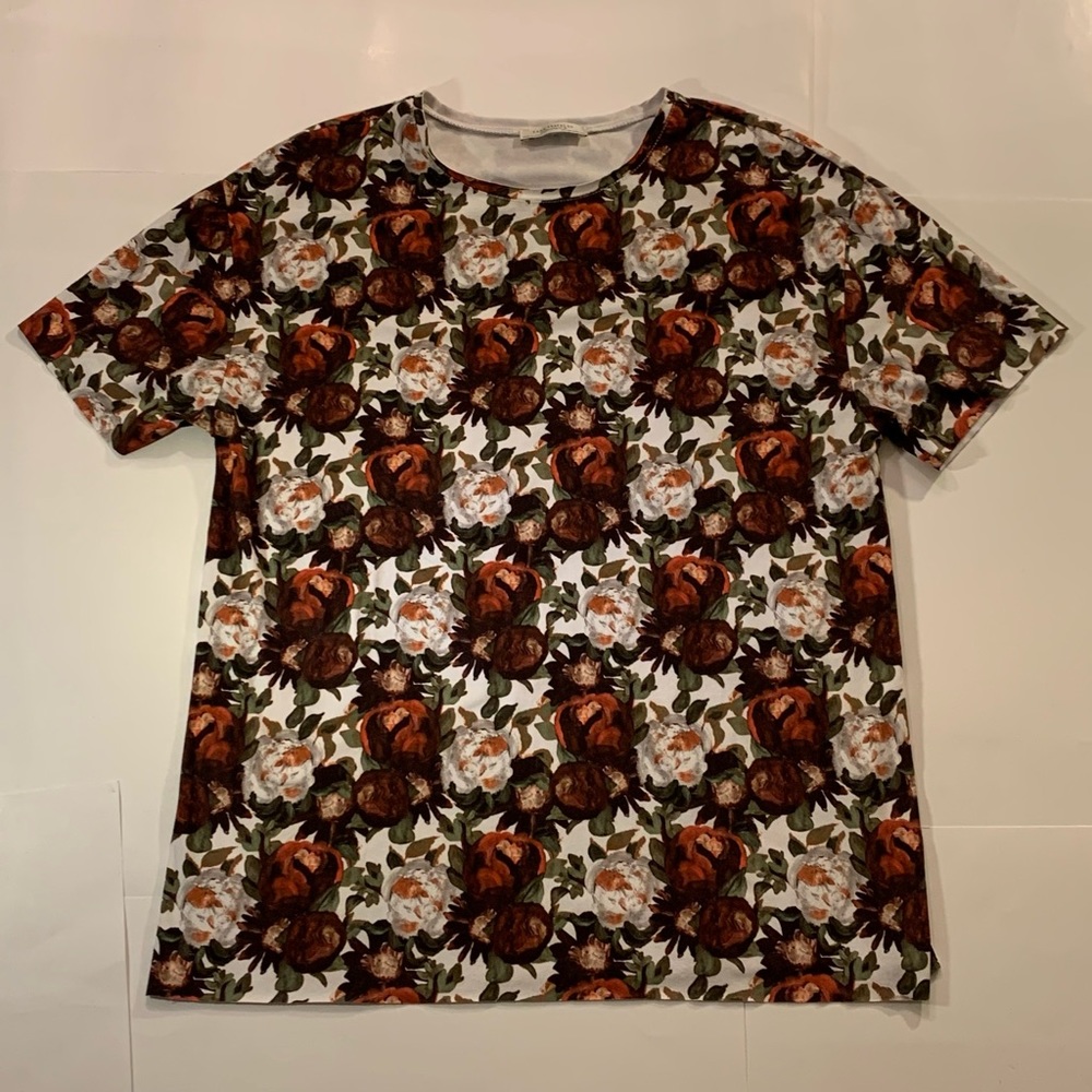 💐 [2/$25] ZARA Y2K ESC FLORAL FLOWER PRINT GRAPHIC SHORT SLEEVE SHIRT 💐